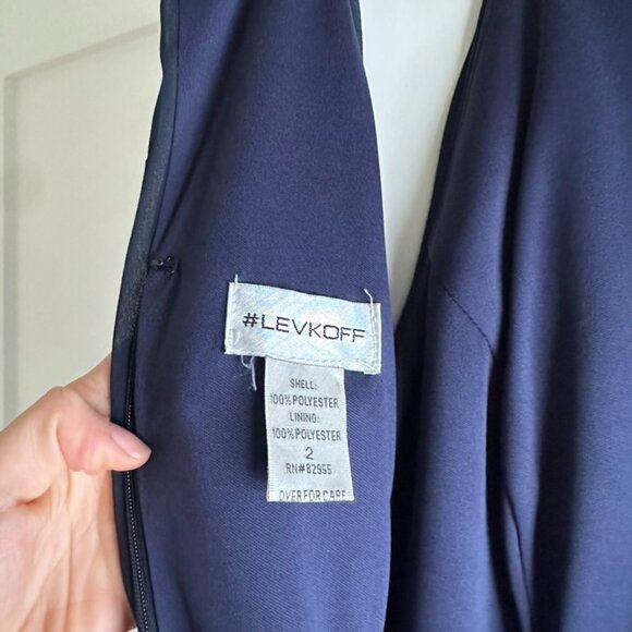 Bill Levkoff High-Neck Keyhole Chiffon Floor Length Bridesmaid Dress in Navy - Picture 9 of 13